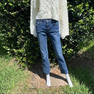 LEVI’S 505 Straight Leg Low Rise Ankle Factory Faded Whiskered Jeans